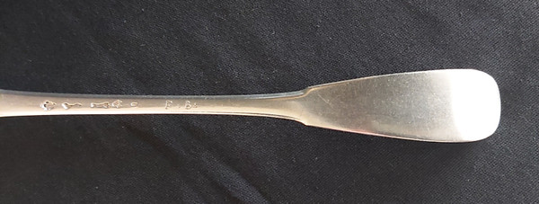 18th century solid silver stew spoon