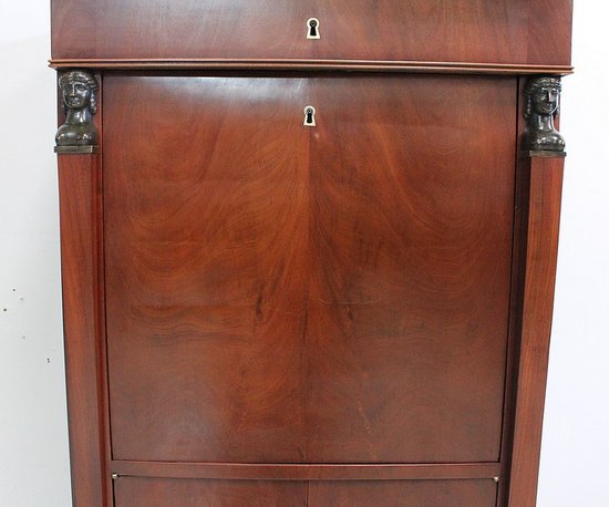  Small Secretary `` Return of Egypt '' in Mahogany Veneer of Thread - Late 19th Century