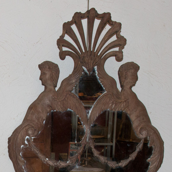 Large Pair of Mahogany Mirror Sconces Italy Circa 1850