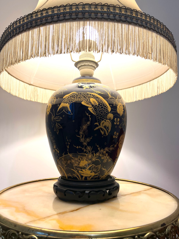 Lampada da tavolo in stile giapponese con decori asiatici marittimi