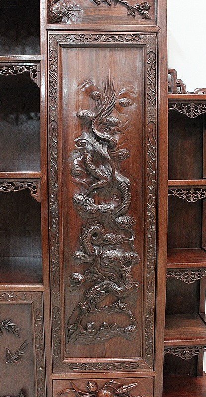  Atypique Meuble Cabinet Asiatique, origine Vietnam, en Acajou massif - Fin XIXe 