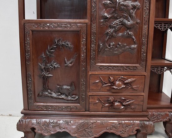  Atypique Meuble Cabinet Asiatique, origine Vietnam, en Acajou massif - Fin XIXe 