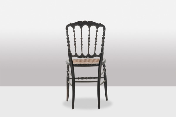 Cane chair in turned and blackened wood. Napoleon III.