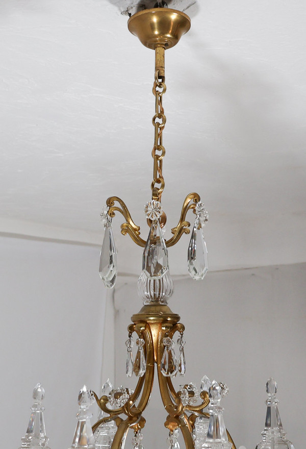 Bronze And Crystal Chandelier Signed Baccarat Late 19th Century