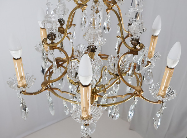 Bronze And Crystal Chandelier Signed Baccarat Late 19th Century