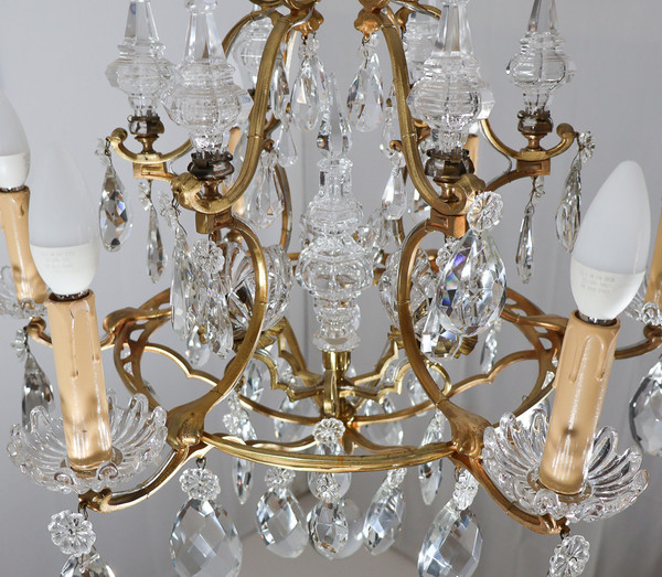 Bronze And Crystal Chandelier Signed Baccarat Late 19th Century