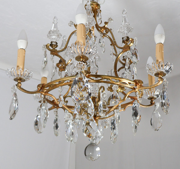 Bronze And Crystal Chandelier Signed Baccarat Late 19th Century