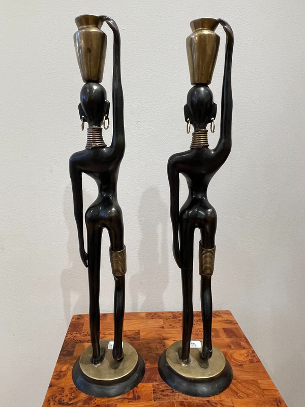 Pair of statuettes of water carriers, after Karl Hagenauer, circa 1970