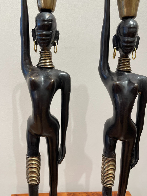 Pair of statuettes of water carriers, after Karl Hagenauer, circa 1970