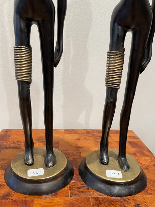 Pair of statuettes of water carriers, after Karl Hagenauer, circa 1970