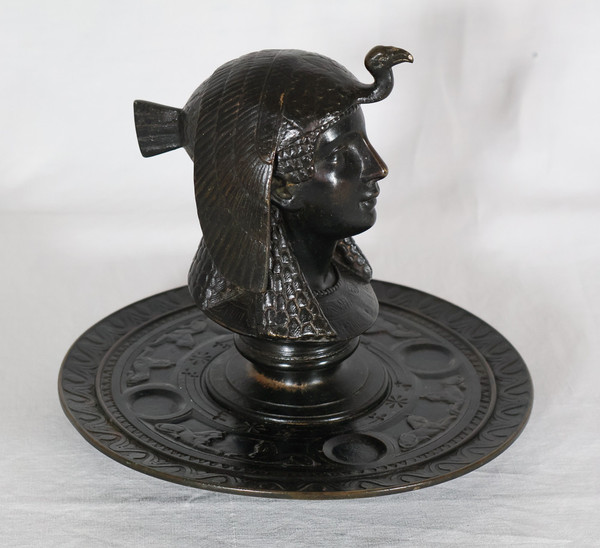 Egyptomania bronze inkwell late 19th century