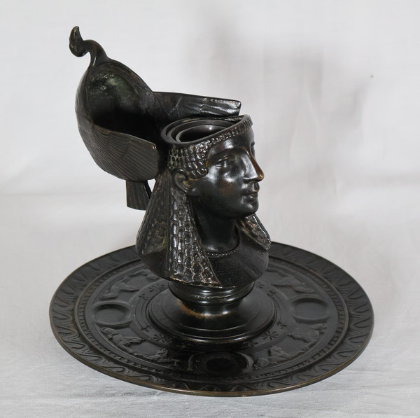 Egyptomania bronze inkwell late 19th century