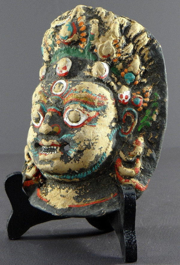 Nepal, Late 19th-early 20th Century, Bhairava Mask In Painted Paper Mache.