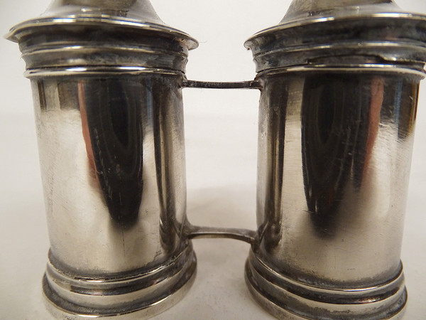 Pair Holy Oil Ampoules Sterling Silver Farmers Generals XVIIIth