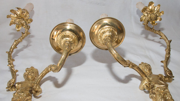 Pair of Regency Style Gilt Bronze Sconces Circa 1870