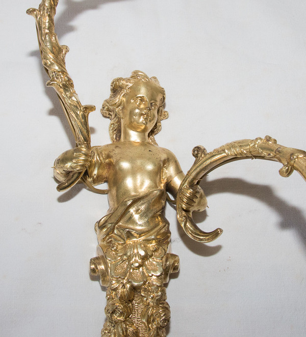 Pair of Regency Style Gilt Bronze Sconces Circa 1870