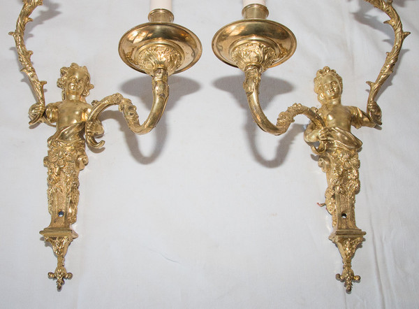 Pair of Regency Style Gilt Bronze Sconces Circa 1870