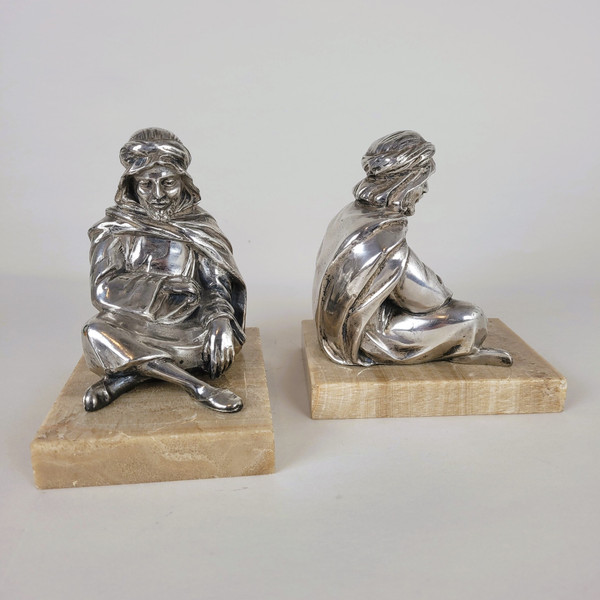 Pair Of Bookends, Seated Orientals, 20th Century