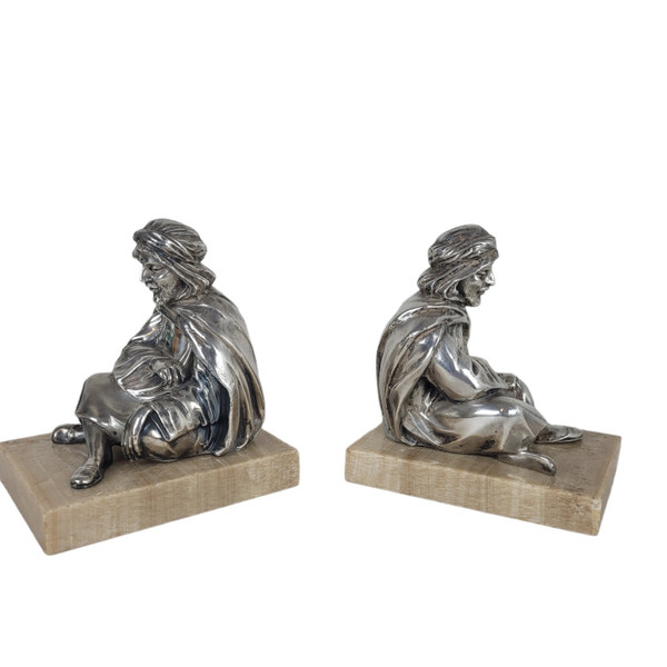 Pair Of Bookends, Seated Orientals, 20th Century