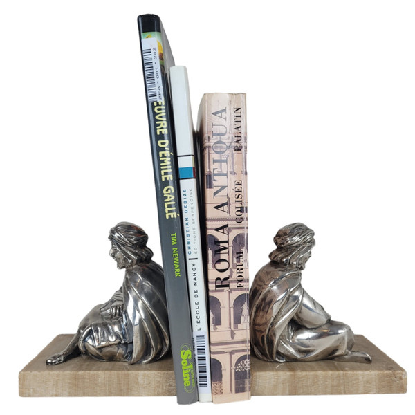 Pair Of Bookends, Seated Orientals, 20th Century