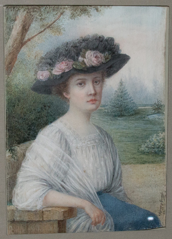 Portrait d'Une Jeune élégante By A Philippon Simonet Dated 1910