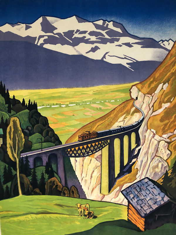 Poster Berna Loetschberg Sempione Svizzera 1931 di Eugen Henziross