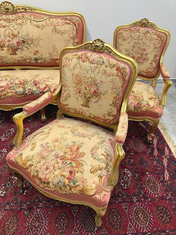 SALON IN THE LOUIS XV STYLE AUBUSSON TAPESTRY