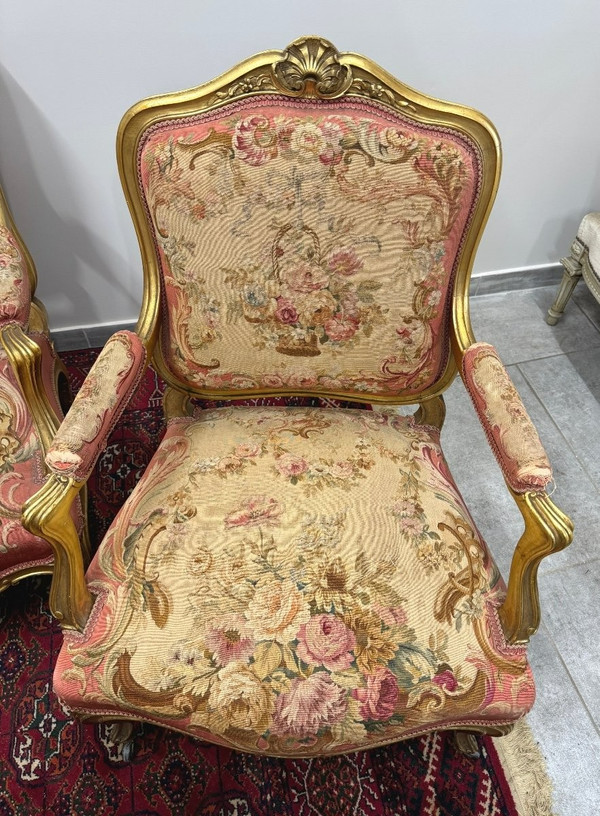 SALON IN THE LOUIS XV STYLE AUBUSSON TAPESTRY