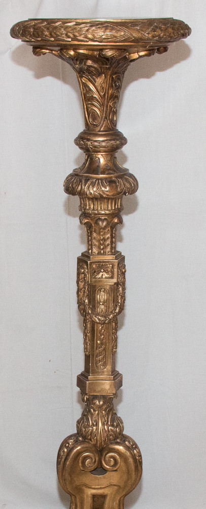 Large Carved And Gilded Wood Torchiere Late 19th Century