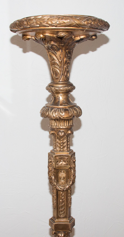 Large Carved And Gilded Wood Torchiere Late 19th Century