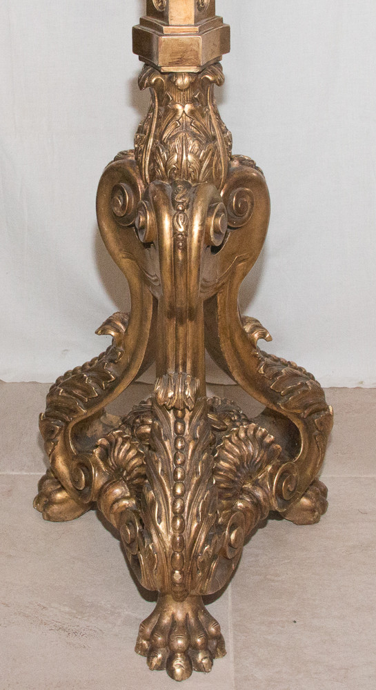 Large Carved And Gilded Wood Torchiere Late 19th Century