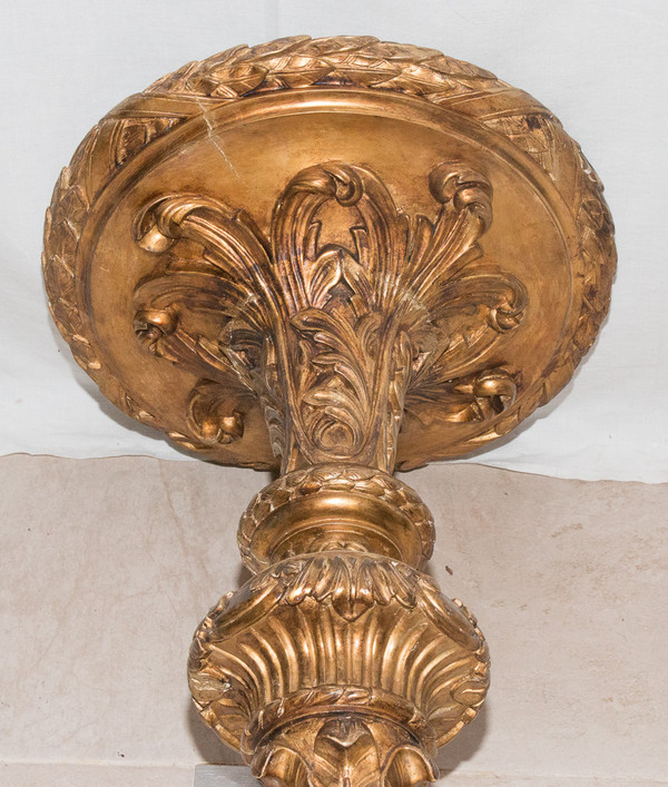 Large Carved And Gilded Wood Torchiere Late 19th Century