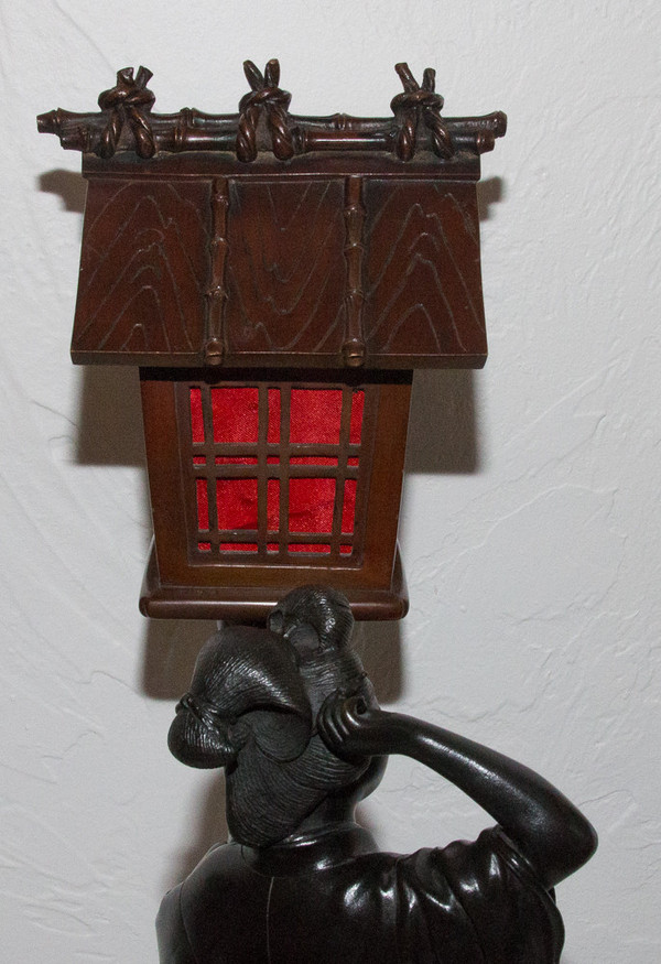 Geisha Lampe Bronze Meiji-Periode