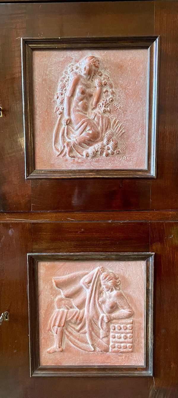 Art Deco Sideboard with the Allegory of the Four Seasons, 20th Century