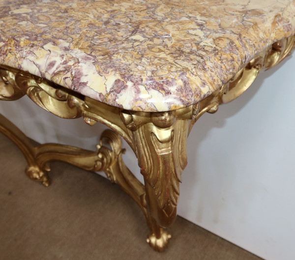 Wall console in gilded wood, Louis XV style - Mid 20th century