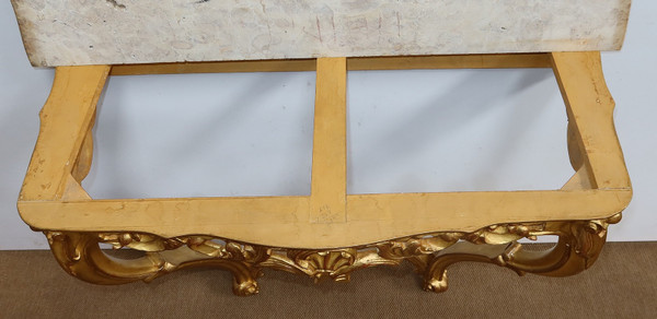 Wall console in gilded wood, Louis XV style - Mid 20th century