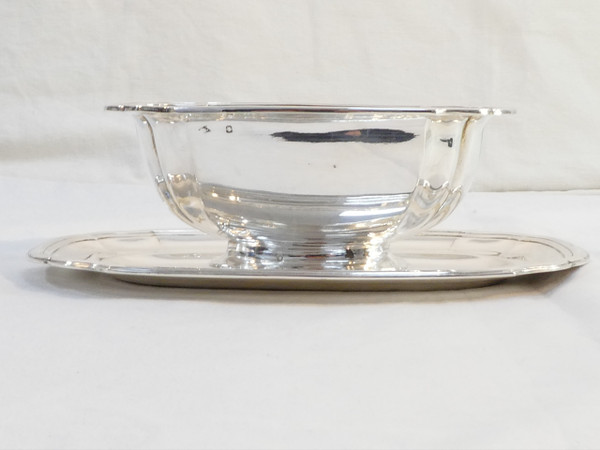 MASSIVE SILVER sauce boat and sauce spoon DOUTRE ROUSSEL