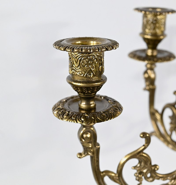 Pair of important Gilt Bronze Candelabras, Louis XIV style - Early 19th century