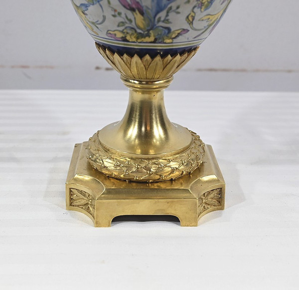 Earthenware oil lamp, Napoleon III period - Mid-19th century