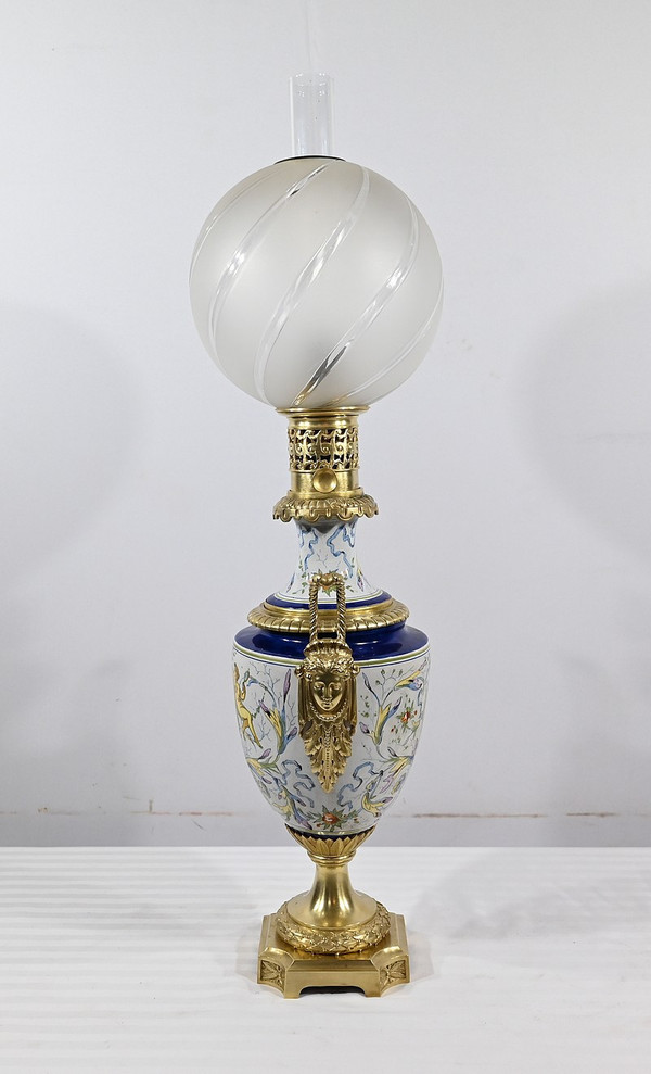 Earthenware oil lamp, Napoleon III period - Mid-19th century