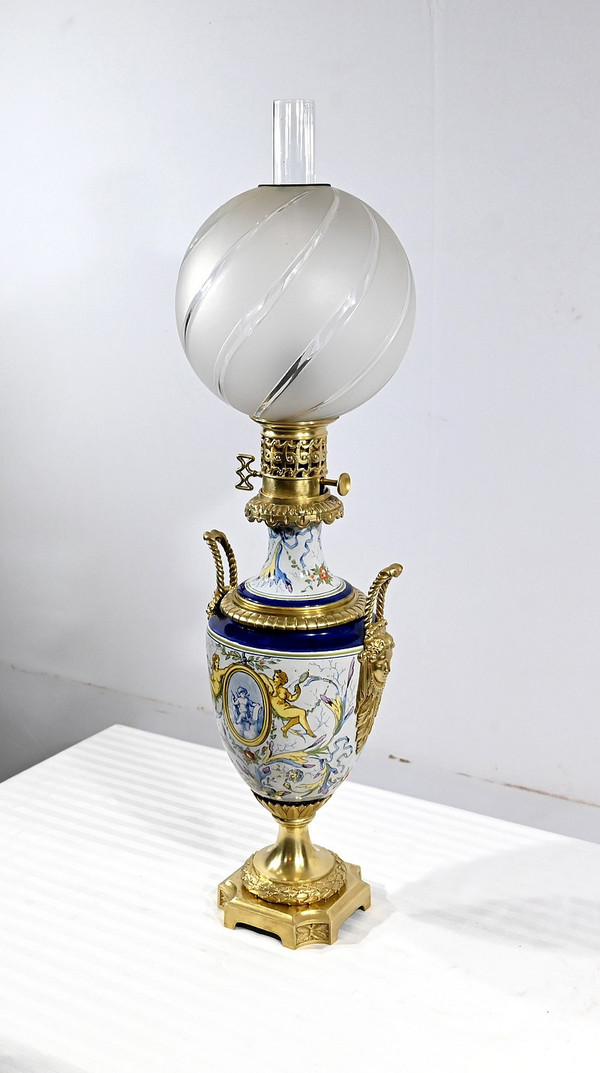 Earthenware oil lamp, Napoleon III period - Mid-19th century