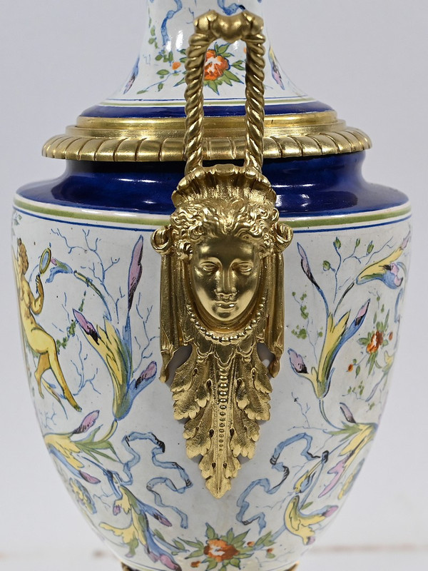 Earthenware oil lamp, Napoleon III period - Mid-19th century