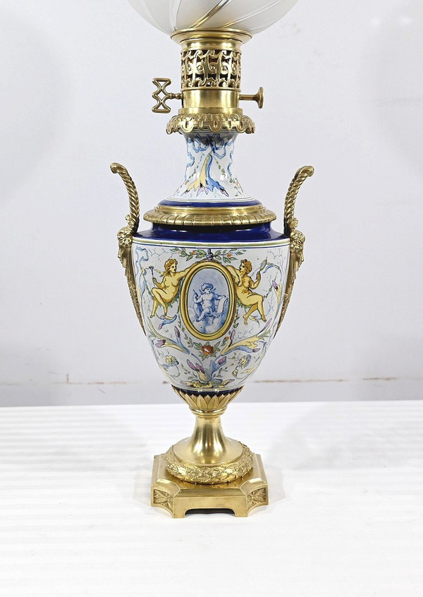 Earthenware oil lamp, Napoleon III period - Mid-19th century