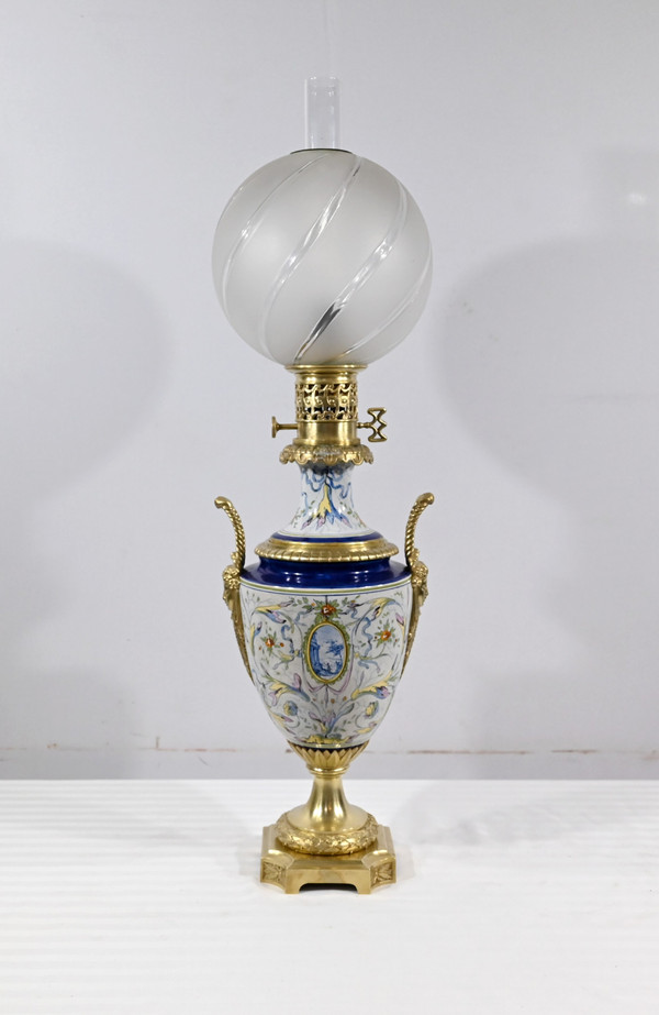 Earthenware oil lamp, Napoleon III period - Mid-19th century