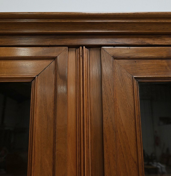 Solid walnut bookcase, Louis XVI style - Mid-19th century