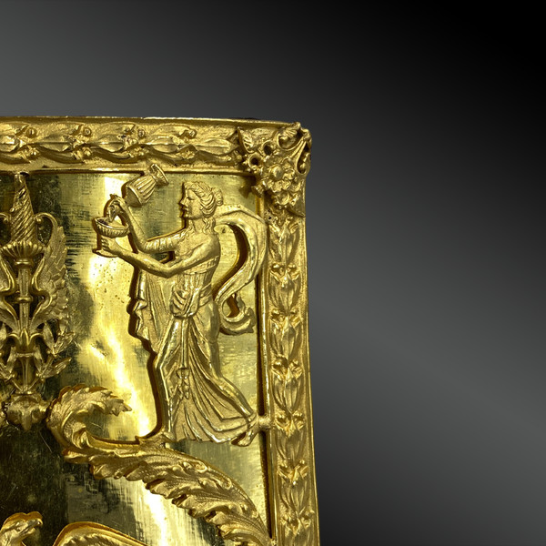 Belt plate, 19th century. Gilded brass.