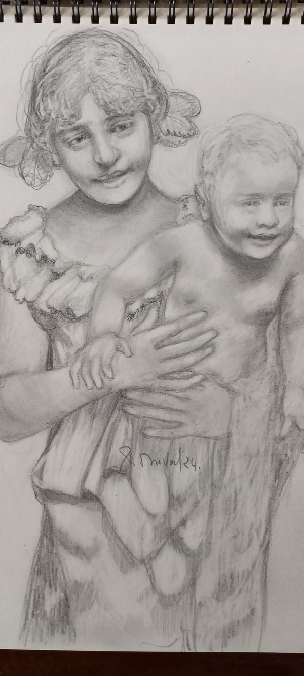 Mother and child portrait /drawing