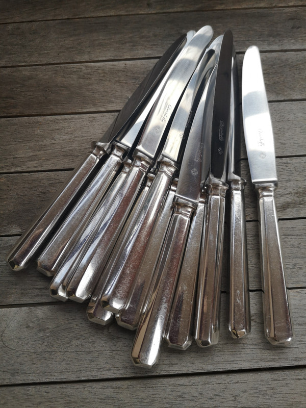 12 dessert/cheese knives rare art deco model silver-plated Christofle silverware