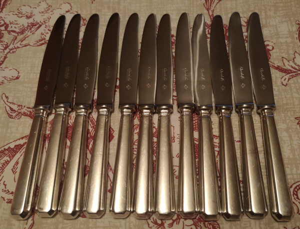 12 dessert/cheese knives rare art deco model silver-plated Christofle silverware