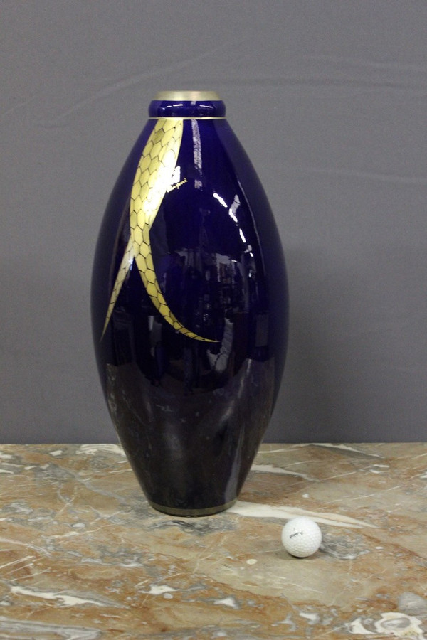 Large Art Deco Porcelain Vase By Pinon Heuzé